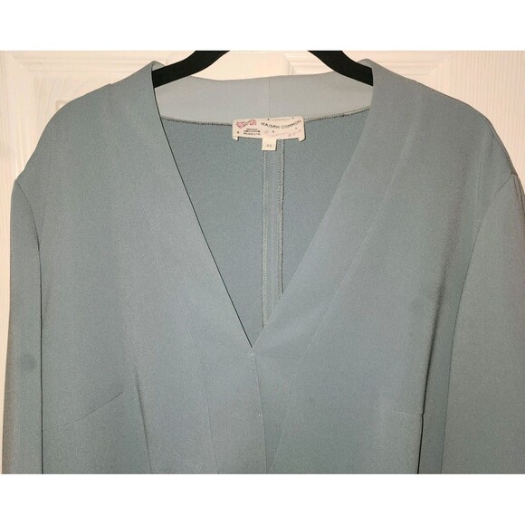 Maison Common Munich Blau Stofi Blue Bell Sleeve 44 Blau V Neck Blouse Top - Picture 3 of 8